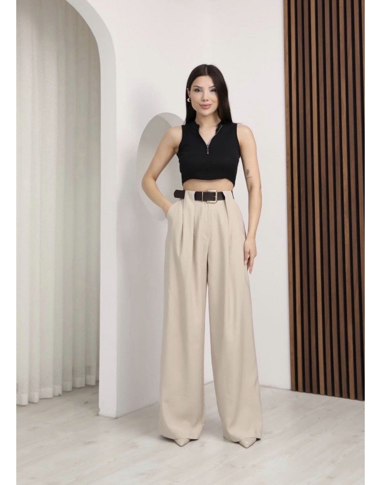 Kemer Detay Bol Paça Pantalon