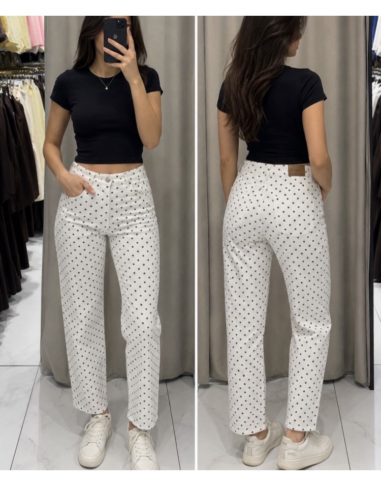 Puantiyeli Kot Pantalon